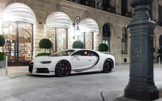 White bugatti night building clock - luxury free wallpaper