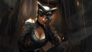 Catwoman goggles gun rain dark - stanley artgerm lau free wallpaper