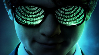 Glowing sunglasses man blue green - word free wallpaper for desktop