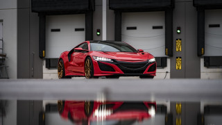 Red sports car reflection photorealism - a garage door free wallpaper