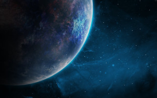 Space scene blue planet stars - a distant star in the foreground free wallpaper