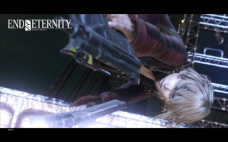 Blonde woman red jacket holding - a crowd free wallpaper for desktop