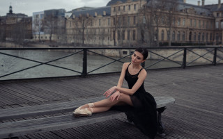 Woman bench building river bridge - elizabeth polunin free wallpaper for desktop