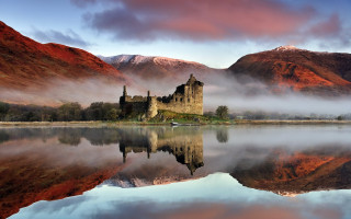 Castle lake mountains boat gothic - david paton free wallpaper for desktop