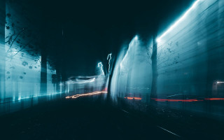 Train night lights blurry art - track free wallpaper
