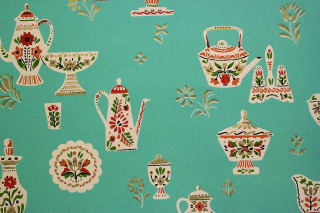 Wall designs teapot cup artwork - in gouache free wallpaper