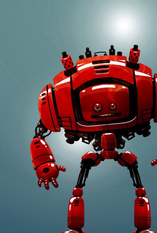 Red robot four arms head - eye free wallpaper for mobile