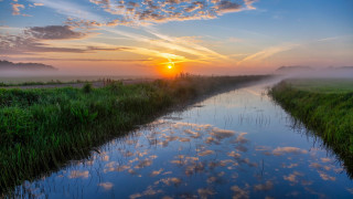 River sunset clouds grass landscape - a sunset in the background free wallpaper for desktop