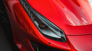 Red sports car front grill - detailed face free wallpaper