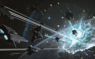 Space station spaceships explosions aurora - a space station free wallpaper for desktop