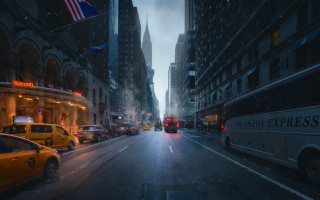 City street night rain neon 2 - evgeny lushpin free wallpaper