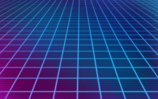 Blue purple grid fence night - synthwave style free wallpaper for desktop