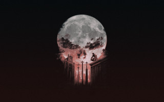 Full moon building pillars people - pillar free wallpaper