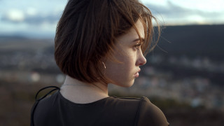 Woman black shirt sky hill - christabel dennison free wallpaper