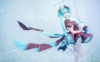 Blue hair cosplay hologram artist - cosplay free wallpaper for desktop
