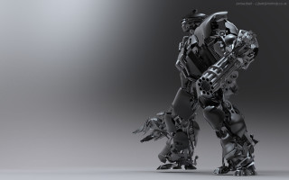 Robot dog mecha joints monochrome - a robot free wallpaper