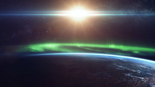 Earth sunrise citylights milkyway aurora - a view of the earth free wallpaper