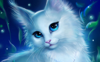 White cat blue eyes gothic 2 - blue eye and a necklace free wallpaper