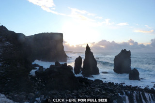 Rocky beach sunset clouds water 6 - a few rock free wallpaper