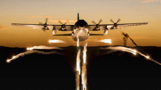 Airplane smoke sunset beach ocean - atmospheric free wallpaper for desktop