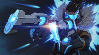 Overwatch cyberpunk glowing weapon fur - a character free wallpaper