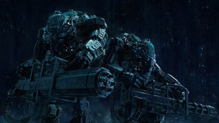 Robot rainy night aurora mecha - its head free wallpaper