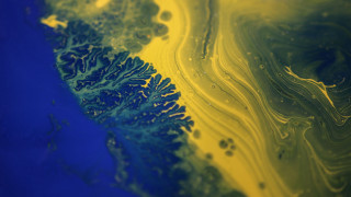 Yellow blue abstract fractals nature - painting free wallpaper