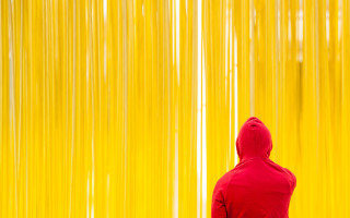 Red hoodie golden curtain abstract - gutai group free wallpaper for desktop