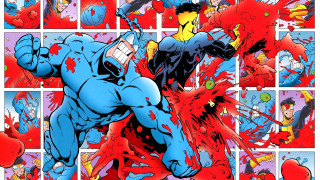 Comic book page blue suit - paint free wallpaper for desktop