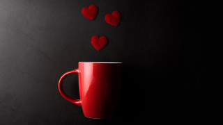 Red coffee cup hearts romantic - a red wall behind free wallpaper