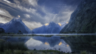 Mountain lake cloudy sky nature - a lake in the foreground free wallpaper