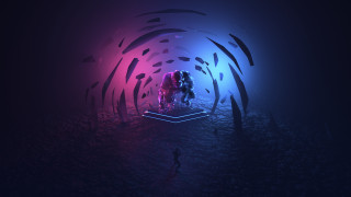 Person dark room light sculpture - volumetric lighting free wallpaper for desktop