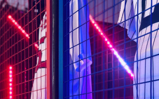 Red blue lights wall window - a pair free wallpaper for desktop