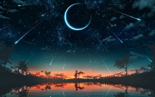 Man lake night sky stars - night sky free wallpaper for desktop