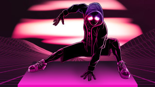 Skateboarder black hoodie purple pink - a trick free wallpaper