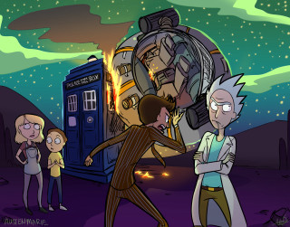 Doctor cartoon phone booth man - scifi free wallpaper for desktop
