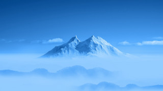 Mountain blue sky clouds plane - volumetric fog free wallpaper