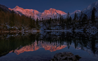 Mountain reflection sunset pink sky 4 - the mountain free wallpaper for desktop