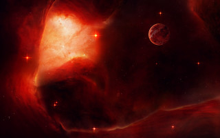 Space red black star aurora - a large star free wallpaper