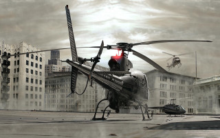 Helicopter parking lot building flying - a helicopter free wallpaper for desktop