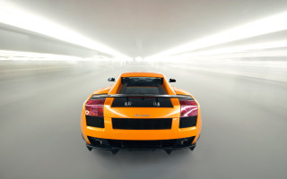 Yellow sports car tunnel light - a black hood free wallpaper