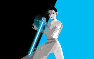 Woman white dress lightsaber blue 2 - a blue background behind her free wallpaper for desktop