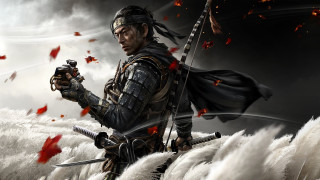 Man sword feathers clouds red - 2 d game art free wallpaper for desktop