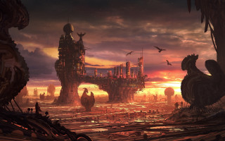 Futuristic city giant structure night - anato finnstark free wallpaper for desktop