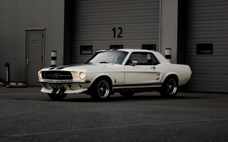 White mustang garage nummer12 3D - a garage door free wallpaper