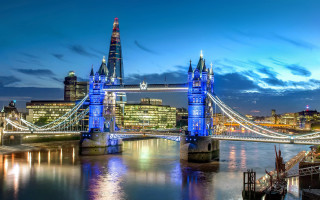 Bridge tower city nightscape architecture - free city wallpaper