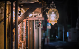 Streetlight birdcage nighttime tiltshift atmospheric - a birdcage free wallpaper