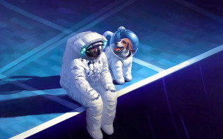 Astronauts dog space shuttle concept - space free wallpaper for desktop