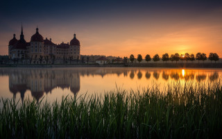 Lake sunset clocktower landscape berndfasching - a clock tower in the background free wallpaper