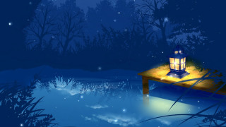 Lantern dock night stars moon - nighttime free wallpaper